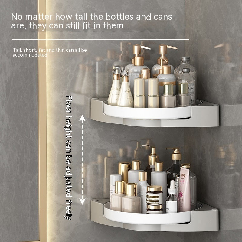 Rotating Bathroom Triangle Storage Rack – Wall-Mounted & Punch-Free